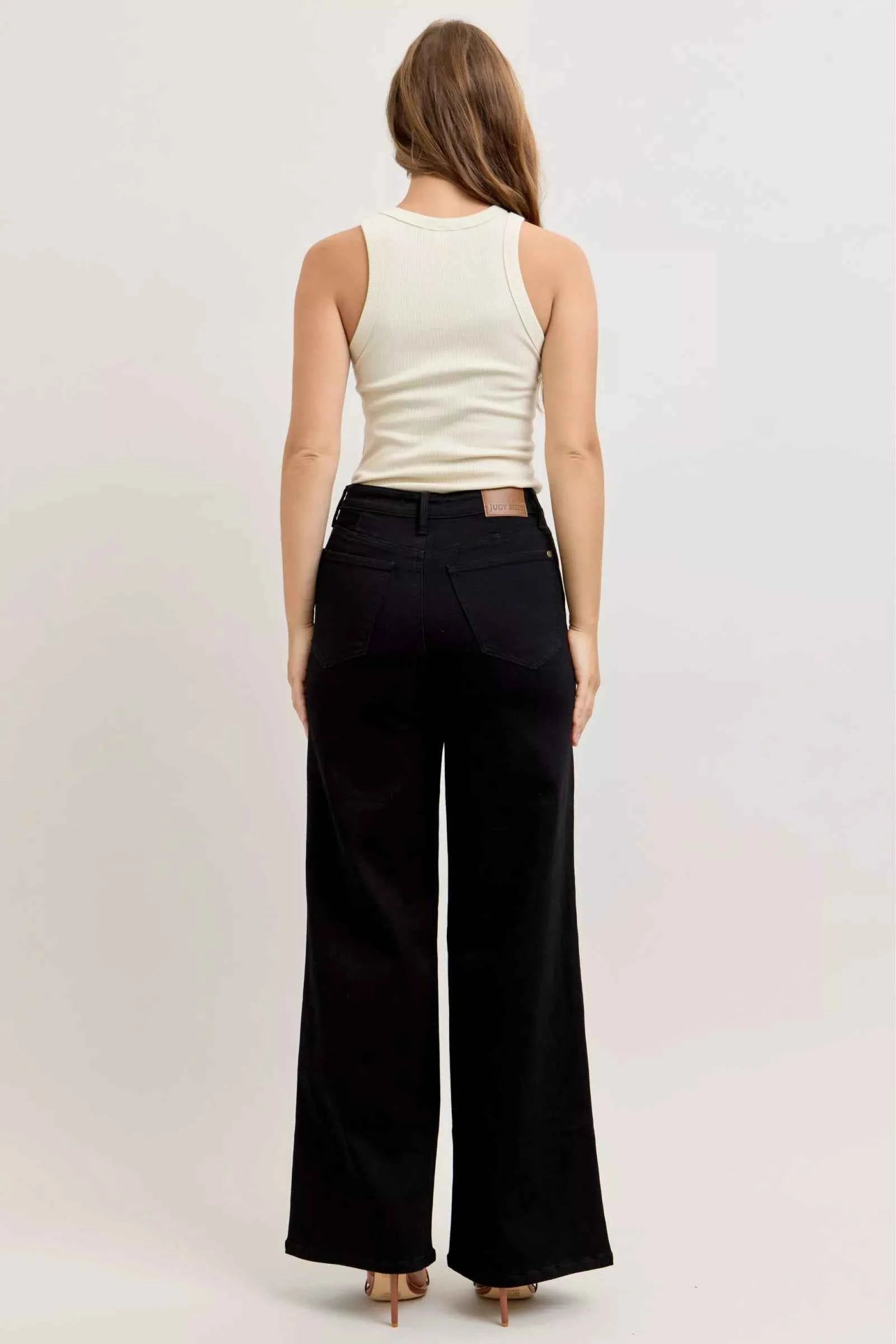 Judy Blue Wide Leg Jeans Black High-Waisted Denim Pants 824abc33-36f4-4a70-8b43-edd904036b27-Max-Origin Trendsi