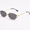 Rimless Oval Sunglasses with Gold Metal Frame and UV400 Protection