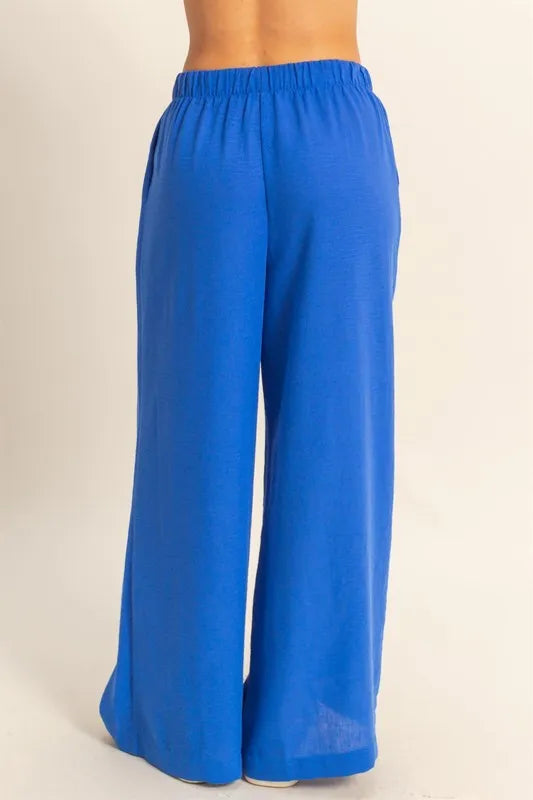 HYFVE Pants Wide Leg Blue Elasticized Waist 82a373c808a54c01b14a82f70a68e8ee-Max-Origin Trendsi