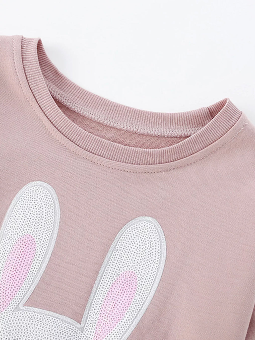Girls Sweatshirt Dusty Pink Cute Bunny Round Neck for Children 82ab362a345748b383e45ce2e649da17-Max-Origin Trendsi