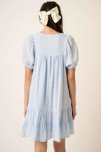 Mittoshop Mini Dress Cotton Tassel Tie Plaid Blue Gauze Short Sleeve 82c639d096bb4ea5b0869bbb3f34c306-Max-Origin Trendsi