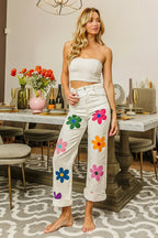 BiBi Pants Flower Print Off White Straight Legs Pocketed 82d2d706525c45b1a995a64223191815-Max-Origin Trendsi