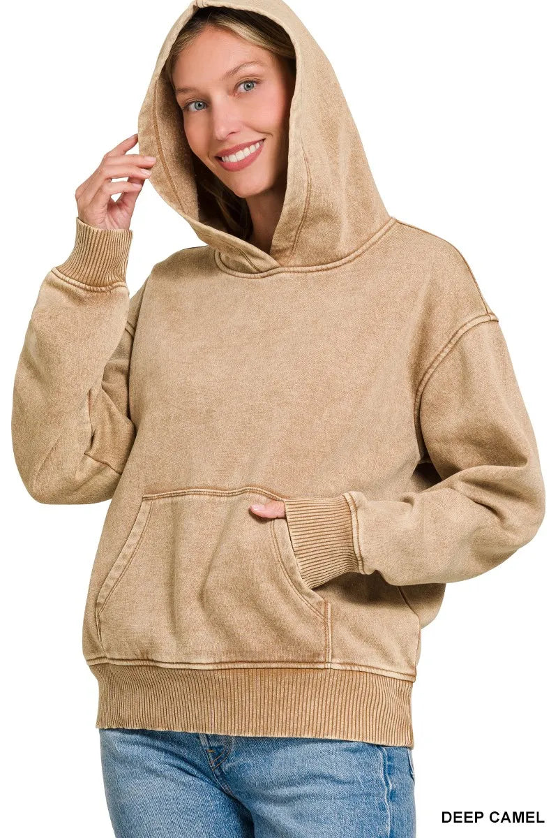 Zenana Fleece Hoodie Deep Camel Acid Wash Kangaroo Pocket for Women 82dea353c0554caf940a24268301a1ba-Max-Origin Trendsi