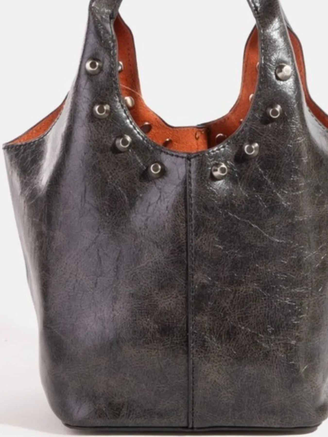 Women's Bucket Bag Fame Black Weathered Faux Leather And Studs Medium 82eb2c58-61f2-4cd1-8b5a-b8553fe92cce-Max-Origin Trendsi