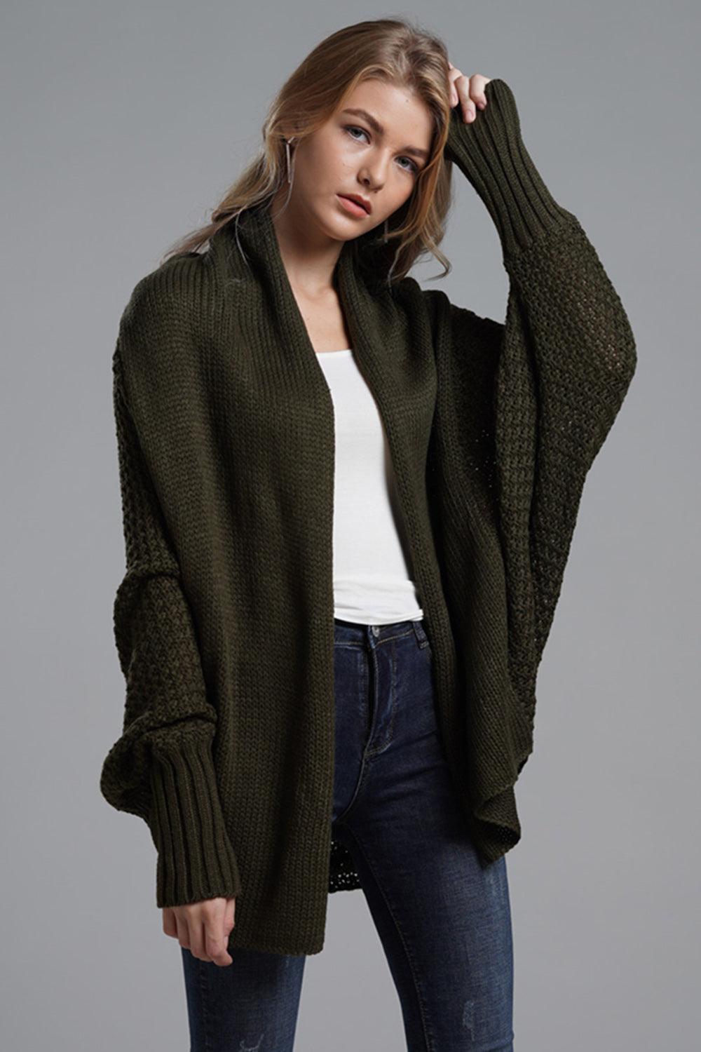 Knit Cardigan Oversized Batwing Long Sleeve Open for Women