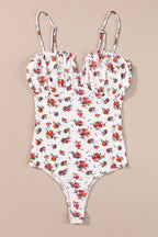 Floral Bodysuit Frilled Trim Spaghetti Straps Slimming Ruffle White Tops 830cf0c9-9052-456c-99e1-14c7e12dd47e-Max Trendsi