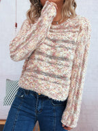 Women's Sweater Round Neck Long Sleeve Stripe Knit Lightweight & Comfortable 836e35405ae84e818a96ede2e70a97ce-Max-Origin Trendsi