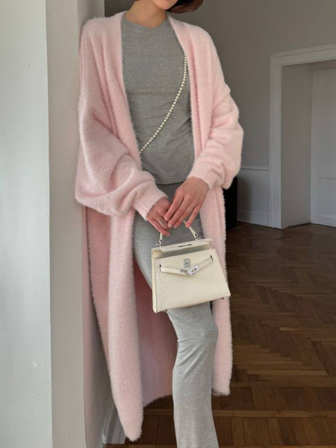 Women Cardigan Longline Open Front Fuzzy Knit Brushed Soft Acrylic Solid 837ec3c4-f440-4669-bbef-6271a7f84ce5-Max Trendsi