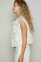 POL Womens Denim Vest Ivory Floral Assymetrical Front Closure Raw Hem 83a25a03-6676-4f44-b68a-121331eba737-Max-Origin Trendsi