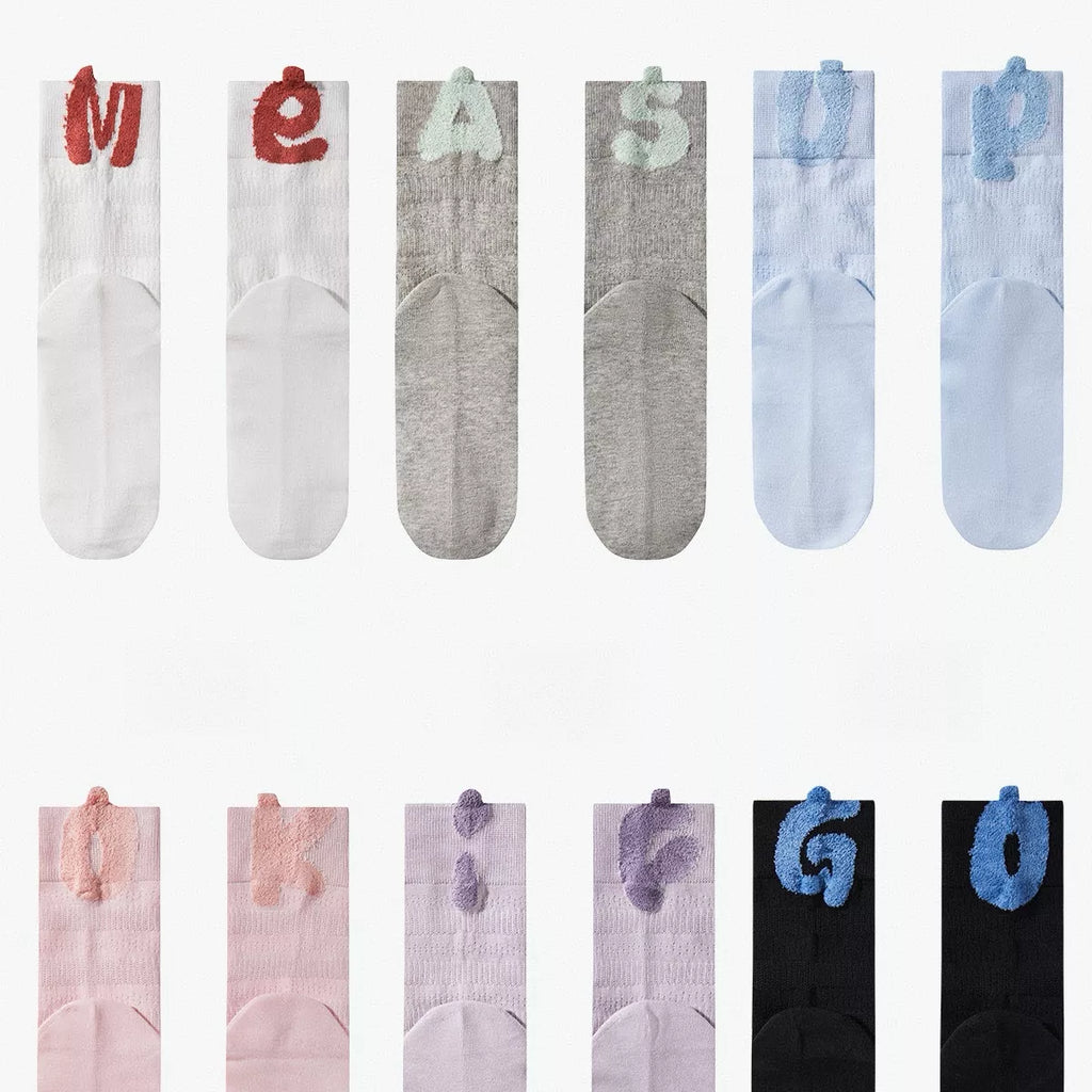 Women Cotton Crew Socks Breathable With Letters 83dc1856-735d-4a15-add3-1a73f4f1157b-Max-Origin Trendsi