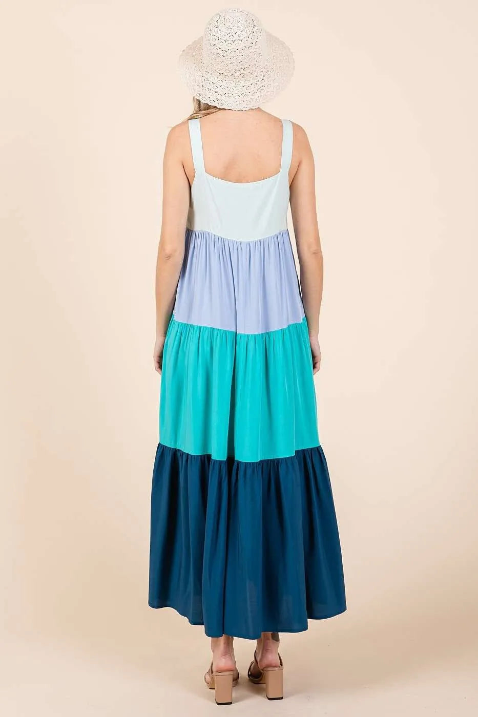 Mittoshop Maxi Dress Blue Color Block Tiered Pull-On Layered Ruffle 841b3246a2cb47238c1a737e3e30b208-Max-Origin Trendsi