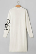 Cardigan Flower Embroidery Open Front Long Sleeve Longline Knitwear 84306f92-1cd7-400c-9c9a-1ea17ce10e44-Max Trendsi