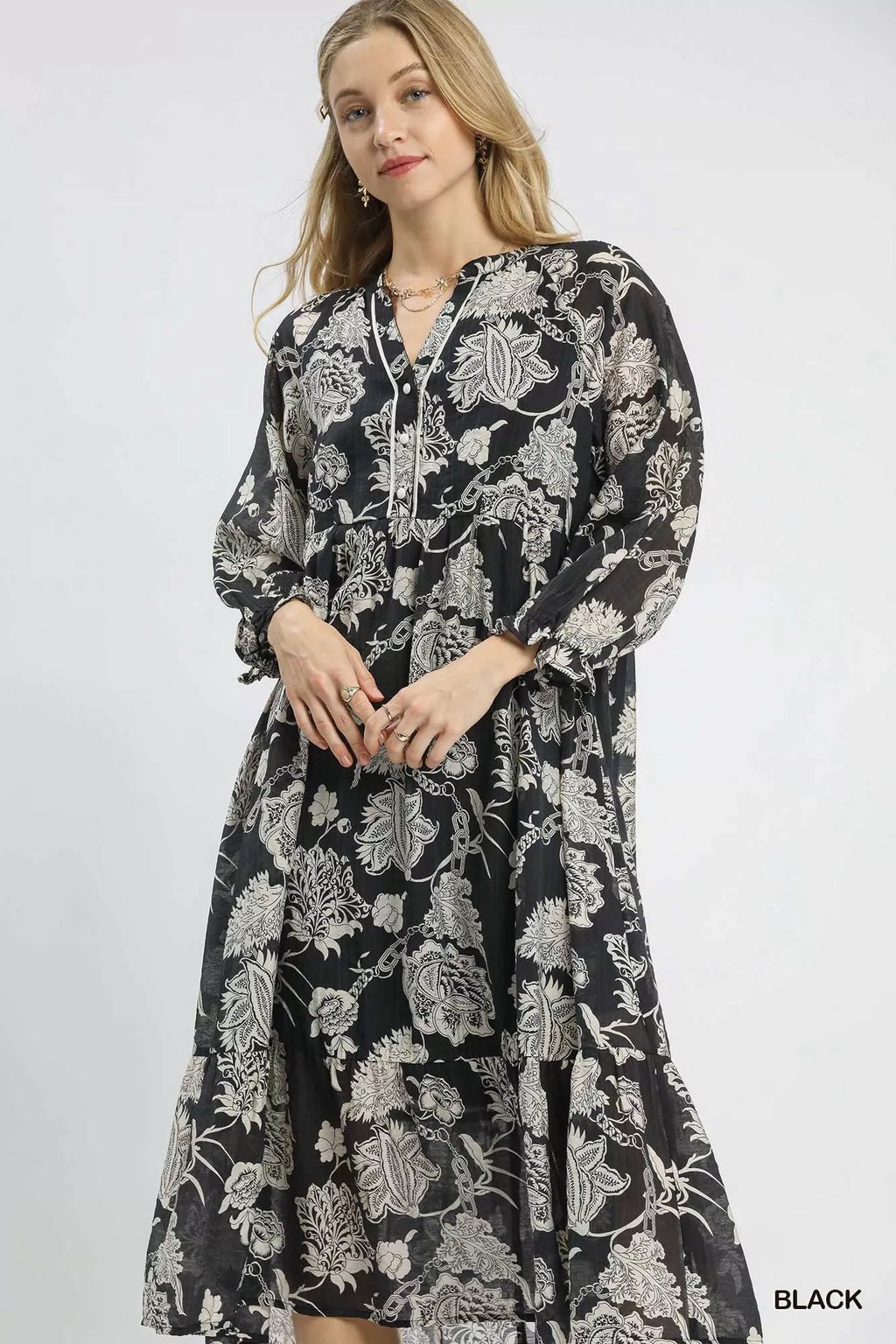 Umgee Floral Print Boho Midi Dress 843b3b48-faa5-4db3-af03-47275cb327f9-Max-Origin Trendsi