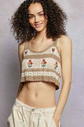 POL Crochet Cropped Cami Mocha Multi Floral Embroidered with Scalloped Hem Top MOCHA MULTI One Size 8440c85a-1a28-496e-9b2c-6406c3a47d39-Max-Origin Trendsi