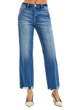RISEN Womens Ankle Straight Jeans High Rise Distressed Hem Detail Denim Pants 8440ced61af046679e7dbf1707187d24-Max-Origin Trendsi