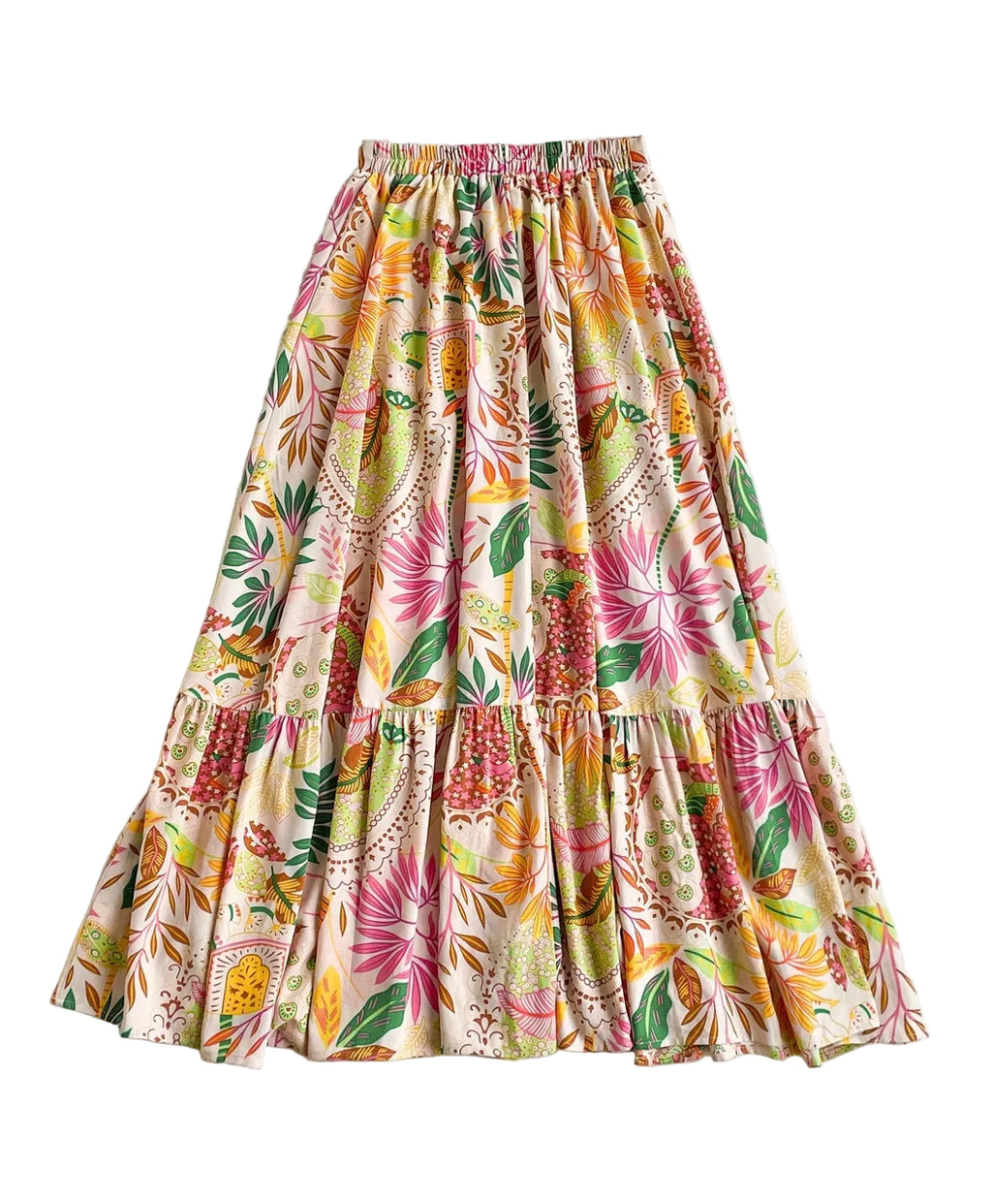 Floral Print Ruffle Hem Skirt