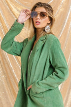 BiBi Blazer Emerald Green Washed Peak Lapel Double Breasted Oversized 84584bfe4fb9474ca104dc6d0bd71218-Max-Origin Trendsi