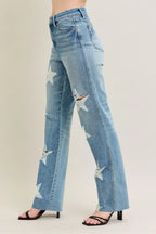 Judy Blue Rigid Magic Star Destroy 90's Straight High Waist Women's Denims 845939f3d1da4d26974ad41ad6026e22-Max-Origin Trendsi