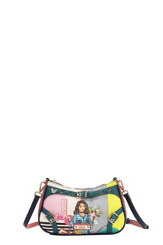 Nicole Lee USA Crossbody Bag Small Crescent Shaped Eco-leather Printed Multicolor One Size 8469316a-d39e-4998-8c8f-4d8d1285c50b-Max Trendsi