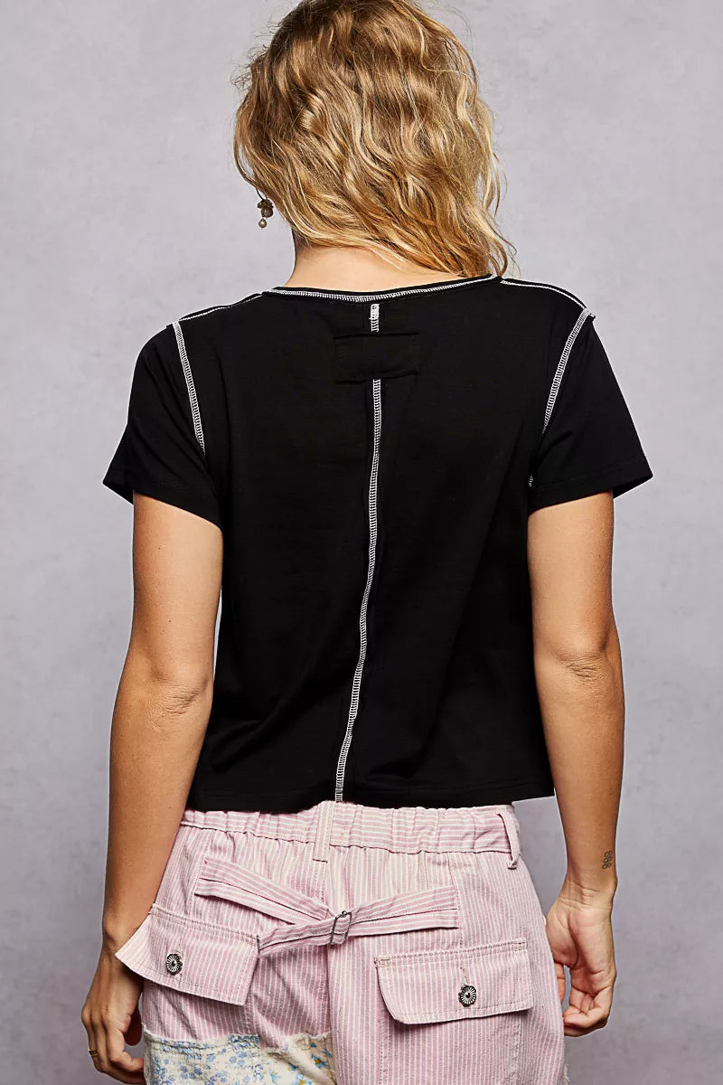 POL Contrast Stitching Round Neck Short Sleeve T-Shirt 846e66bb-48b6-4fd2-831a-5b5d06e557f6-Max-Origin Trendsi