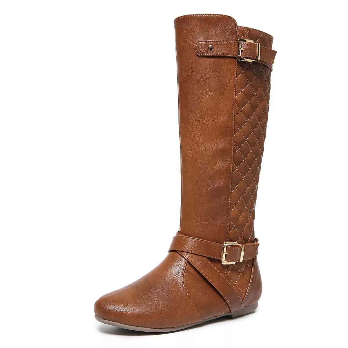 Women's Boots Pu Leather Round Toe Block Mid Heels Buckle Shoes 849f3e6520944d138756abc631129dc1-Max-Origin Trendsi