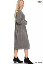 Zenana Midi Sweatshirts Dress Fleece Ash Black Soft Pigment Dye Long Sleeve 84a50d76-3262-464c-91f2-62e85abc94cf-Max-Origin Trendsi