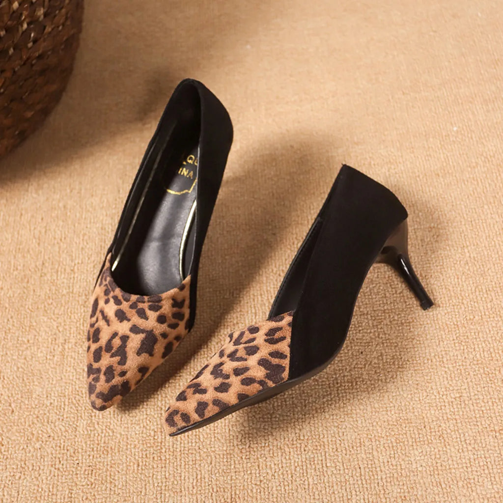 Women's Suede Pumps High Heels Point Toe Leopard for Elegant Style Shoes 84b493228e8f46e59fbddb73f895851f-Max-Origin Trendsi