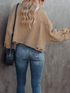 Jacket Button Up Flap Pocket Soft Unlined Long Sleeve Outwear 84bbe885-e258-4870-b12b-4ee0108e6303-Max Trendsi
