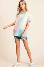 BiBi Women T-shirt Tie Dye Pastel Multi Color French Terry Print Top 84f15603dd914f92bc6ea9fd5058a90b-Max-Origin Trendsi