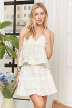 ADORA Crop Top Ruffled Beige Babydoll Tiered V Neck 84fa46f7940346aabf915fbee81535c1-Max-Origin Trendsi