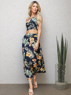 Women's Outfit Set Black Floral Cropped Cami Top and Midi Skirt 2 Pcs 853f8ff1d576473d873538d6eaf74112-Max-Origin Trendsi