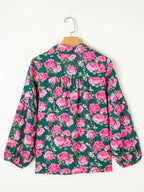 Women's Blouse Floral Pink Printed Tassel Tied Collar Puff Long Sleeve Top 85493788-e90c-4639-bcb6-9ed6c1602617-Max-Origin Trendsi