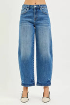 RISEN Womens Barrel Jeans Medium Wash Slouchy Cropped Denim Pants 854b69c0a81e499e990550f2bcf16542-Max-Origin Trendsi