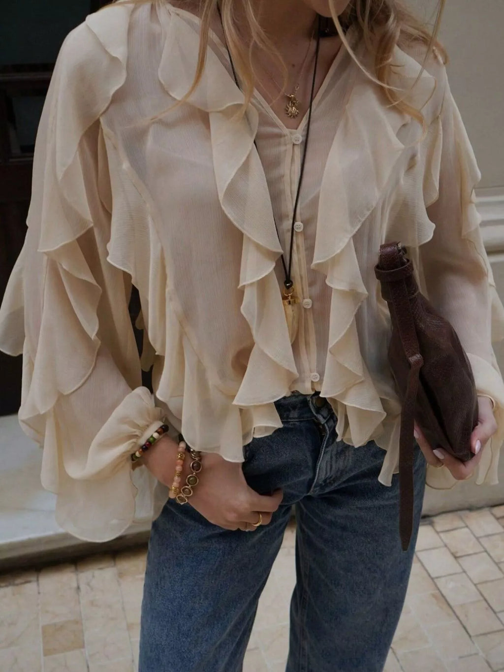 Womens Blouse Ruffled Layered Sheer Long Sleeve Top 855b646c-eedb-484f-88f3-4a23f244e6df-Max-Origin Trendsi