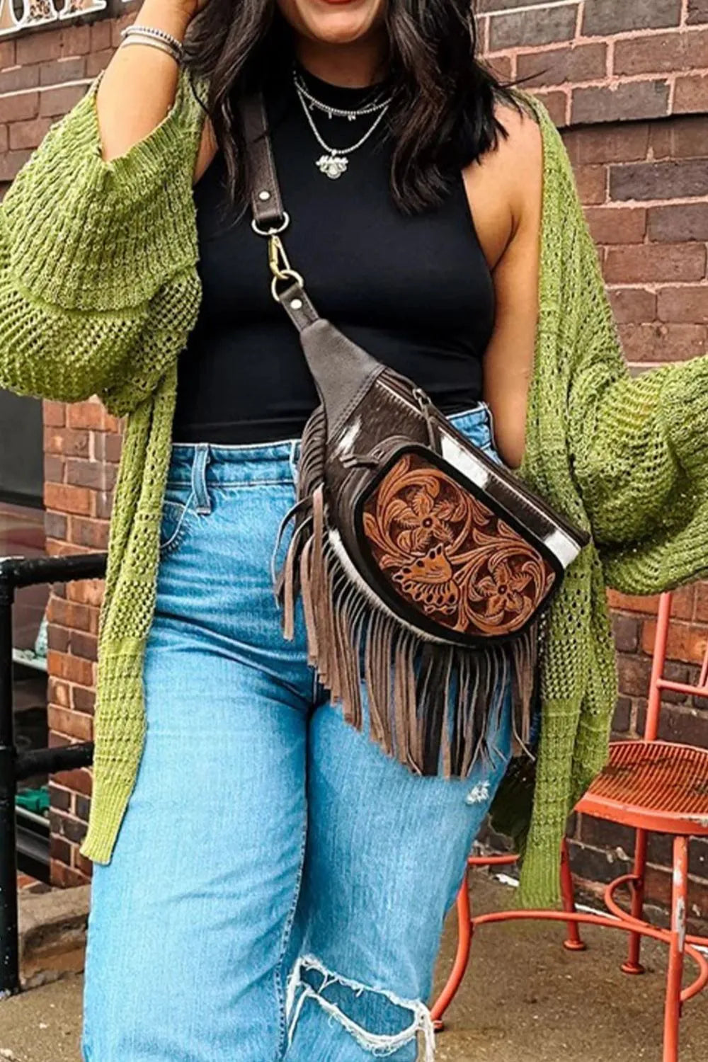 Women's Cardigan Chunky Knit Open Front Matcha Green Oversized 855b9042-4fcf-437f-a05b-422676be4c20-Max-Origin Trendsi