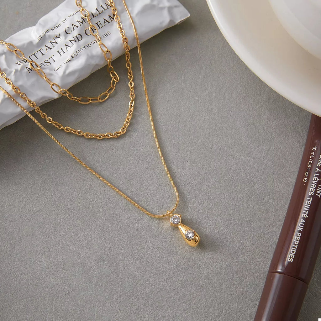 Womens Pendant Necklace 18K Gold-Plated and Zircon Three Layered Jewelry 8596ae2b-60b0-43e1-b424-f731f2f83cd4-Max-Origin Trendsi