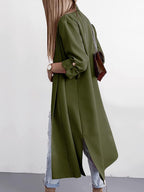 Trench Coat Slit Open Front Roll-Tab Sleeve Outwear 85b94304-a275-4fee-b320-decf98c0d684-Max Trendsi