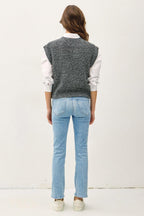 Be Cool Knit Vest Cable Knit V-Neck Dark Gray Sweater 85dc036f-c01d-4b29-8180-8288b40532b9-Max Trendsi