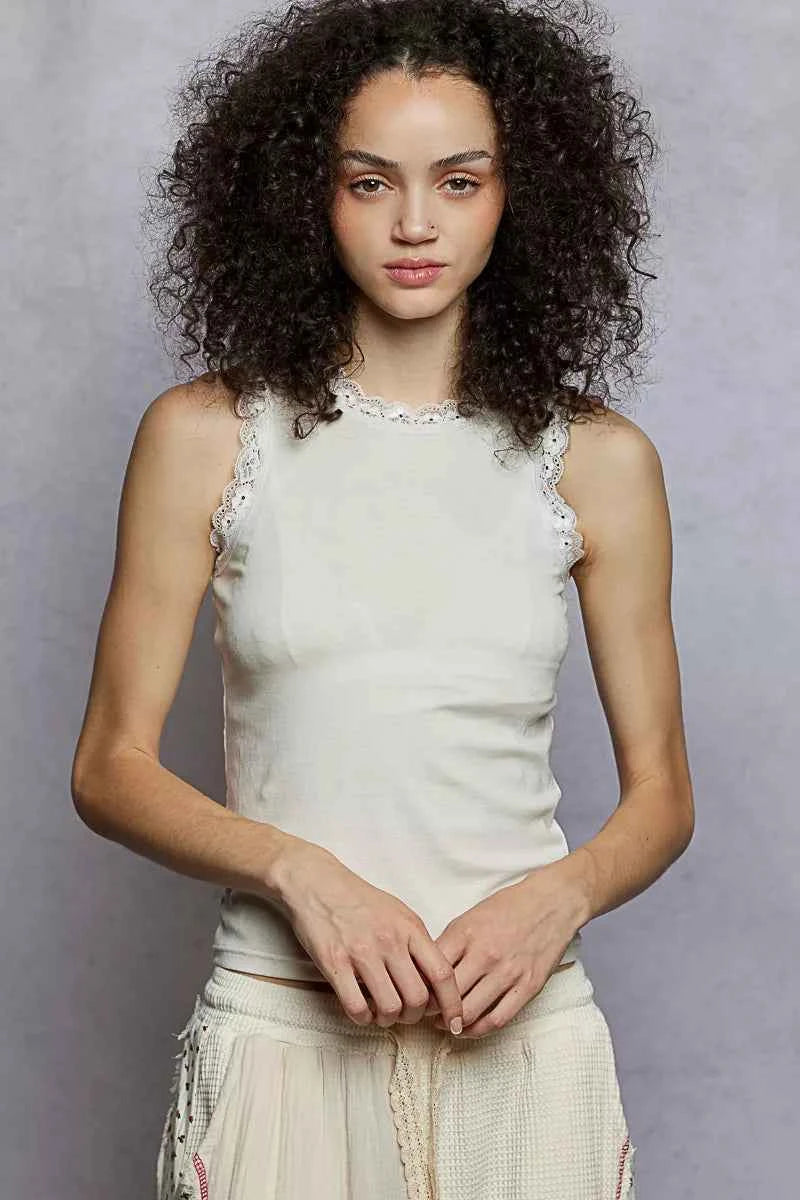 POL Cropped Tank Top Cream Round Neck with Lace Trim CREAM 85ded2ed-f9d2-43fd-99cc-227a052e6b76-Max-Origin Trendsi