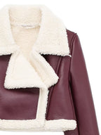 Women Faux Leather Cropped Jacket Collared Neck Long Sleeve Plush Lined 85ee87aa-cd85-43e9-acf1-d694bb939f49-Max Trendsi