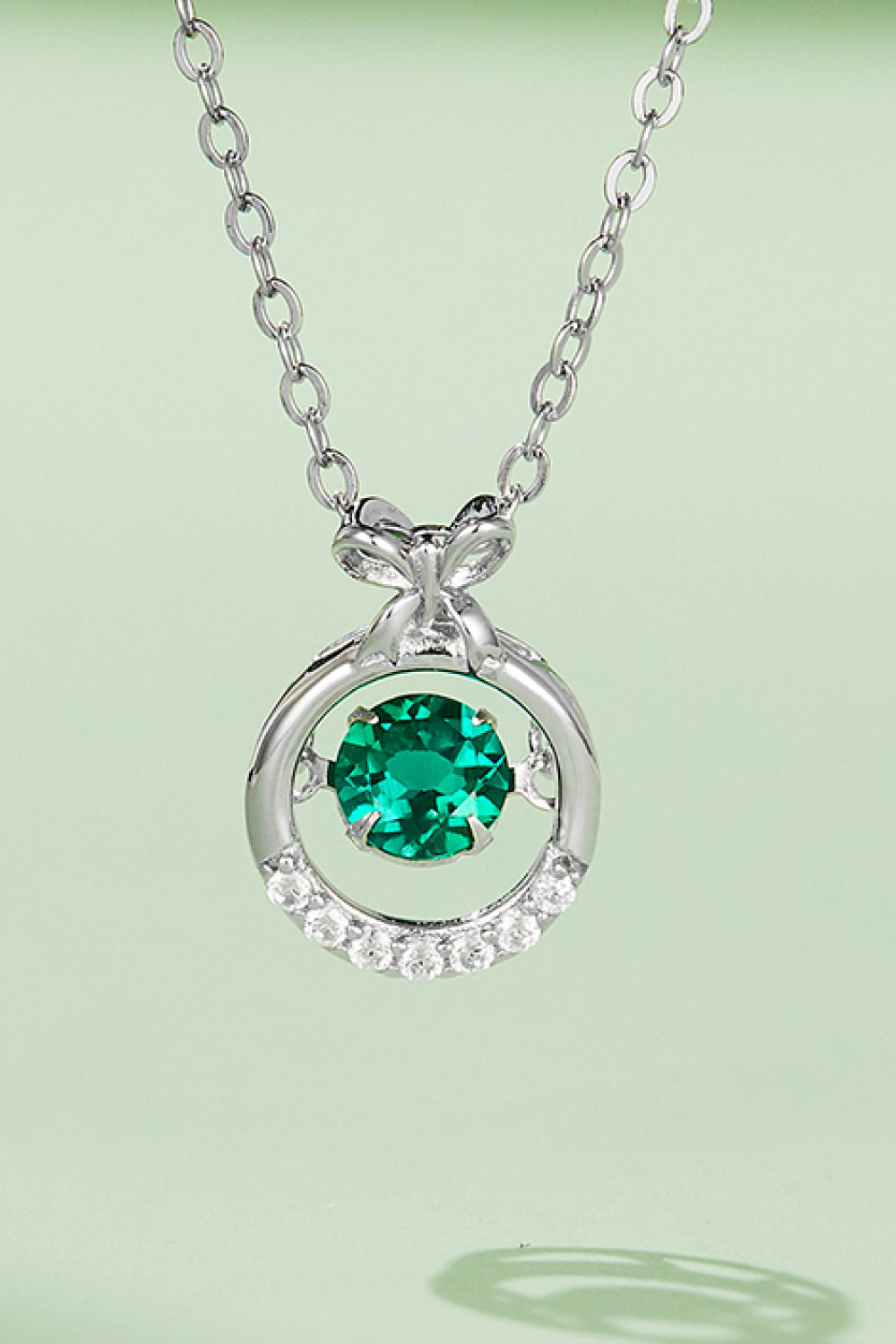 Murray Pendant Necklace 0.5 Carat Lab-Grown Green Emerald 925 Silver Zircon