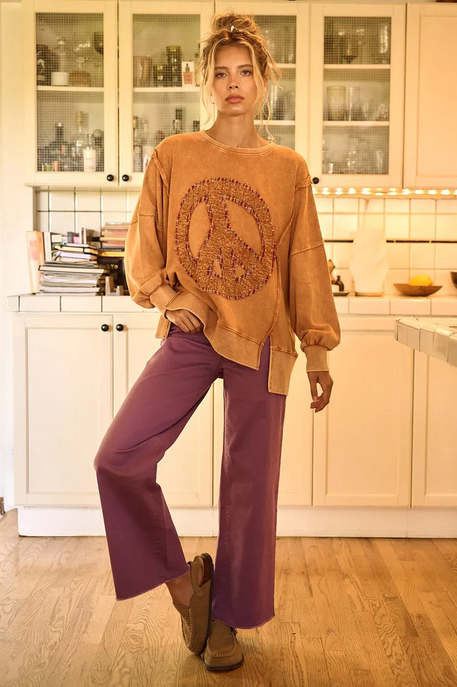 Mittoshop Wide Leg Pants Plum Twill High Waisted Button Fly Raw Hem 860e9a5b3b714562952ee559fb71b7c4-Max-Origin Trendsi