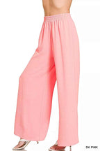 Zenana Woven Airflow Elastic Waistband Pants