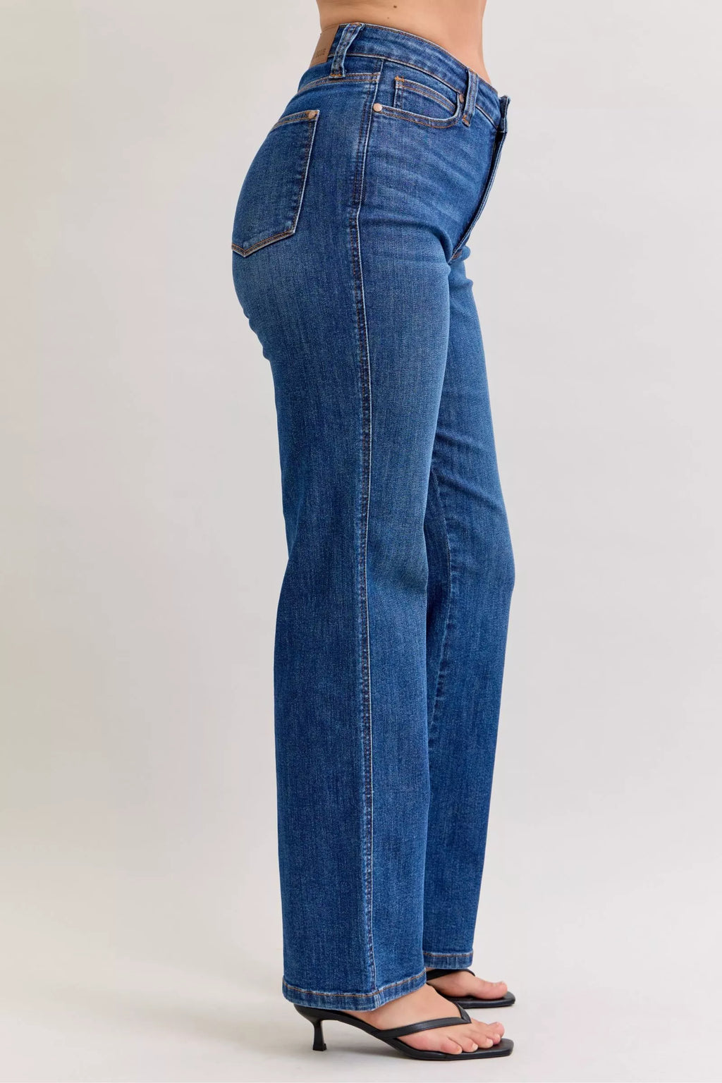 Judy Blue Womens Straight Jeans High Waist Tummy Control Mid Wash Denim 86113b87-a54d-4112-ae01-691992b25984-Max-Origin Trendsi