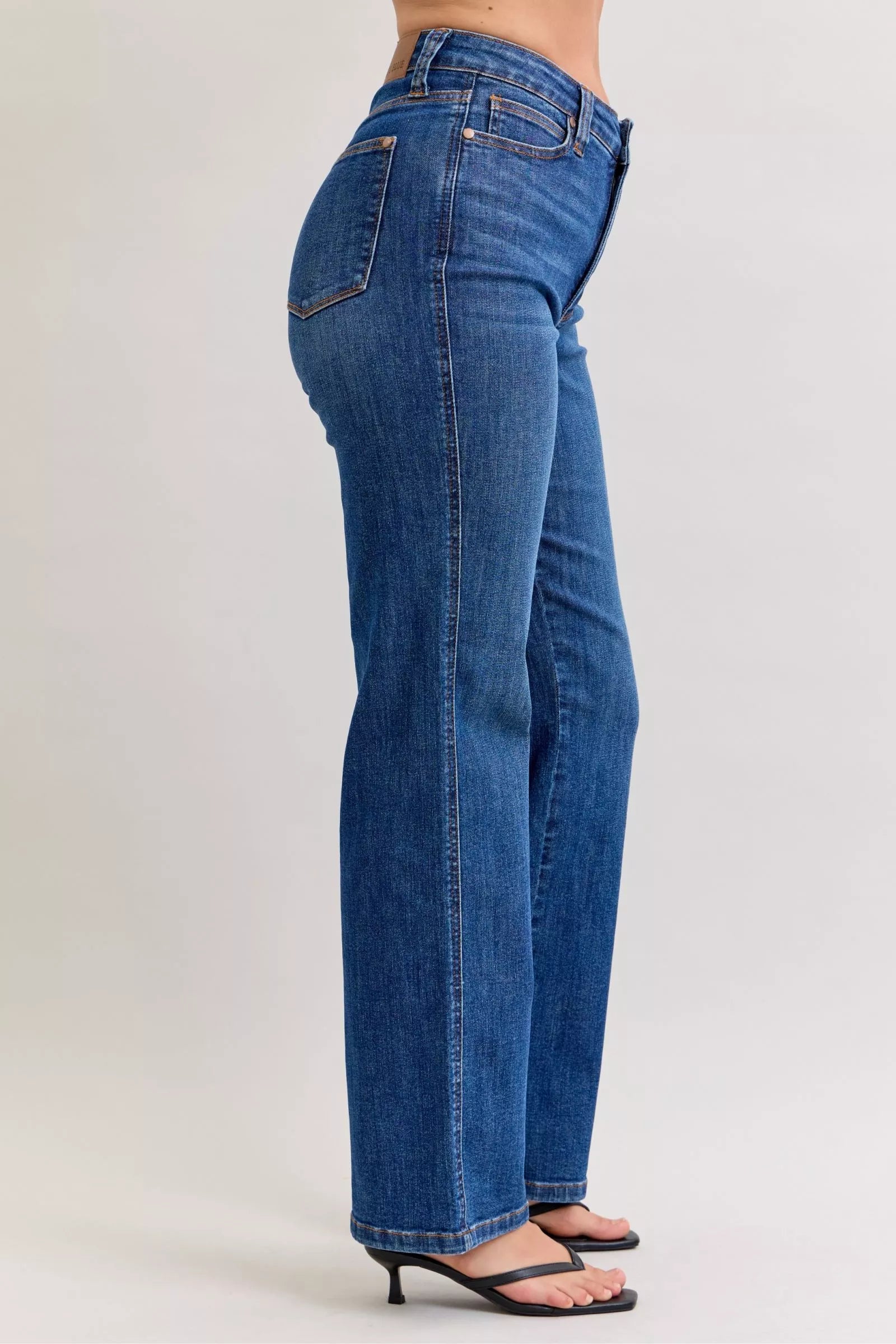 Judy Blue Womens Straight Jeans High Waist Tummy Control Mid Wash Denim 86113b87-a54d-4112-ae01-691992b25984-Max-Origin Trendsi