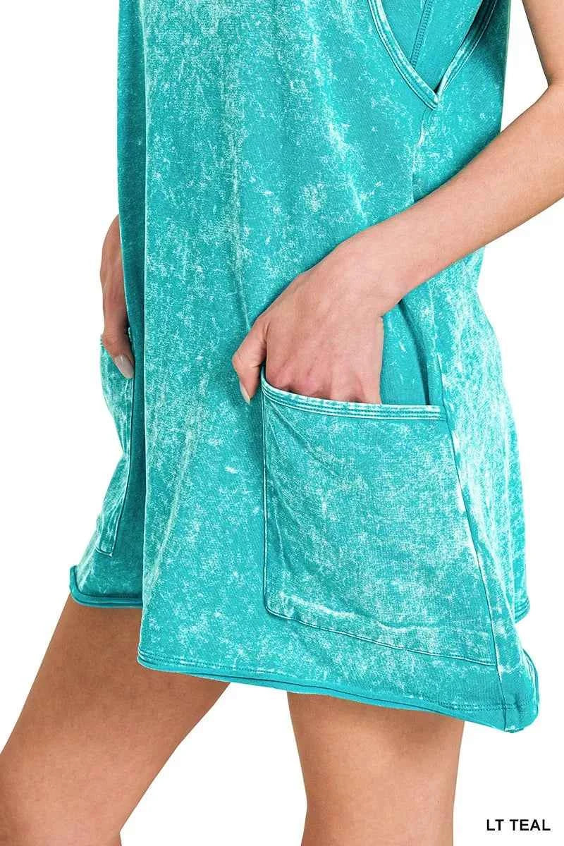 Zenana Cami Mini Dress Acid Washed Light Teal With Built-in Romper Liner 8612b03774e441019770b06612731c61-Max-Origin Trendsi