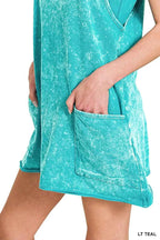 Zenana Cami Mini Dress Acid Washed Light Teal With Built-in Romper Liner 8612b03774e441019770b06612731c61-Max-Origin Trendsi