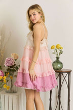 ADORA Mini Dress Ruffled Tiered Swiss Dot Mauve Multicolor Strappy 8612b9c3-3eee-4488-a77c-087e2455f3b5-Min Trendsi