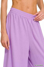 Zenana Woven Airflow Twisted Top & Wide Leg Pants Set