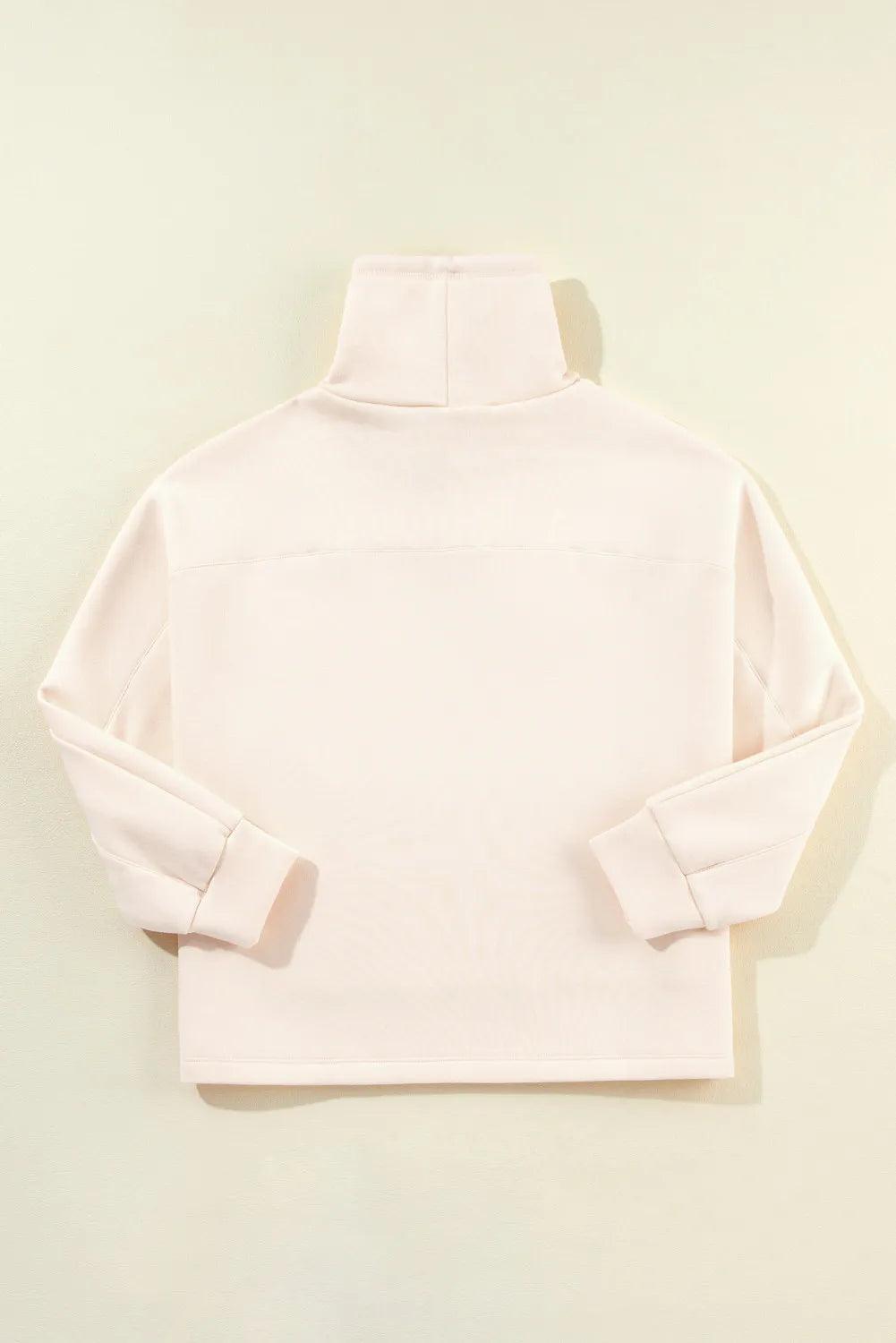 Sweatshirt Drawstring Turtleneck Long Sleeve Cotton Blend Hoodie